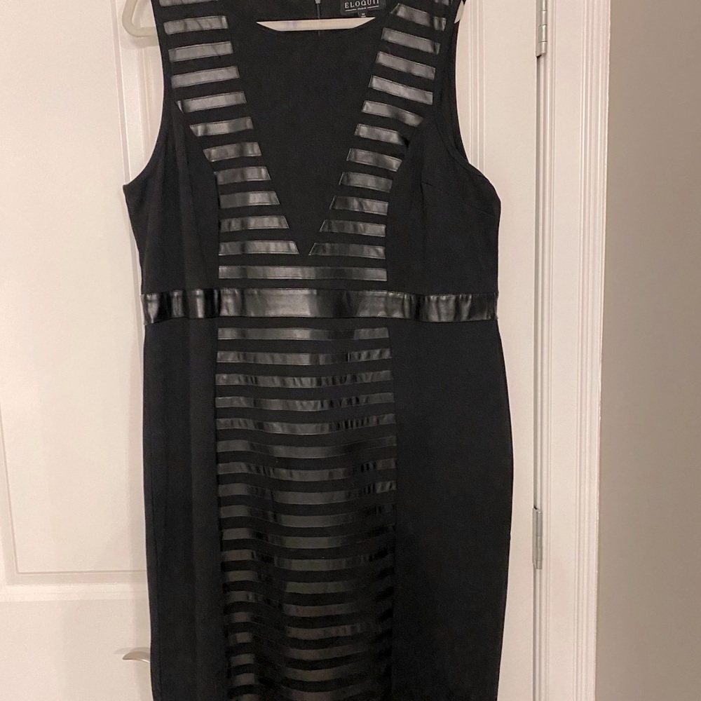 Black Ponte and leather dress.